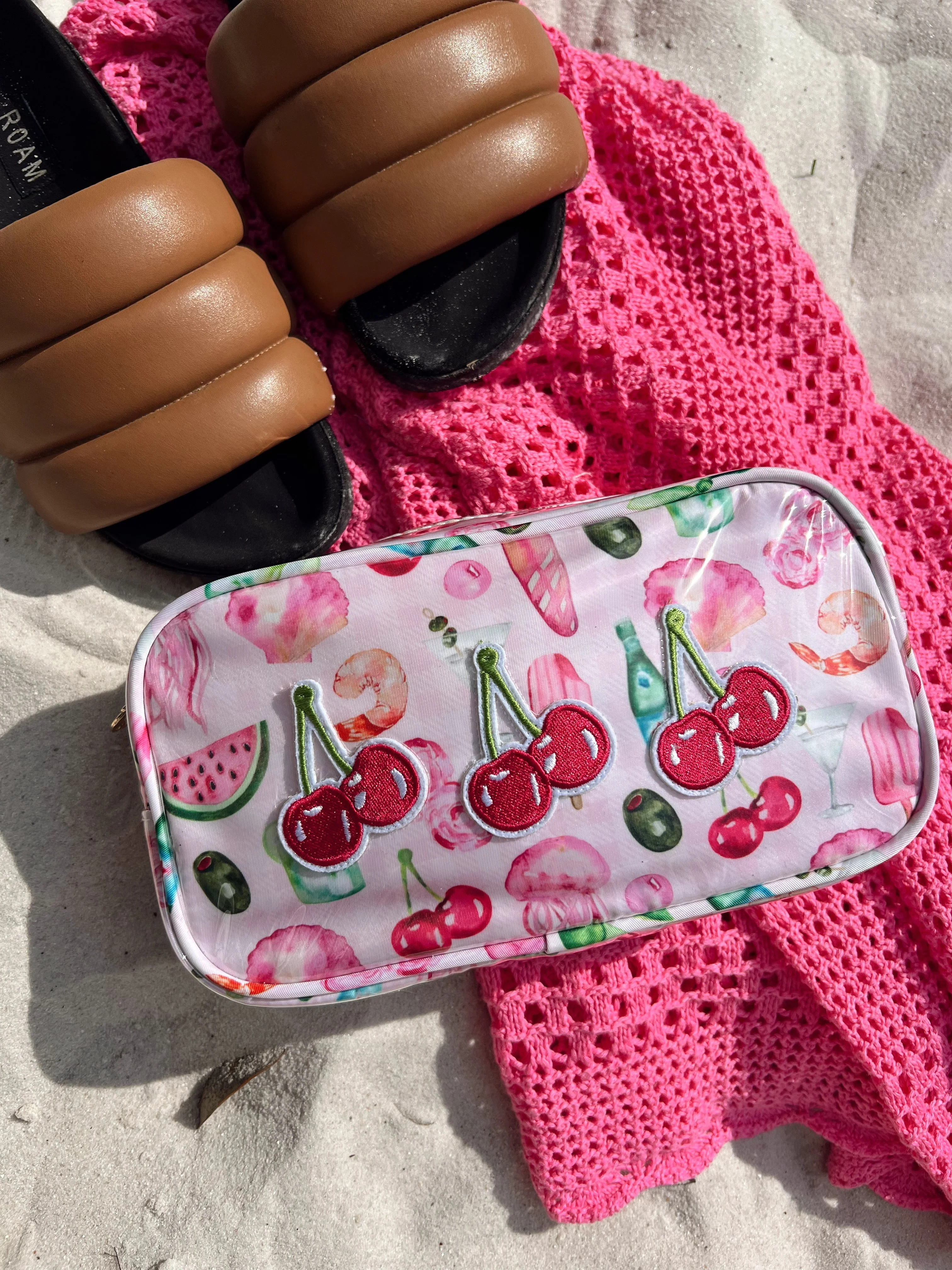 KenzKustomz Pink Summer Spritz Clear Coat Large Bag - Cherries - Image 3