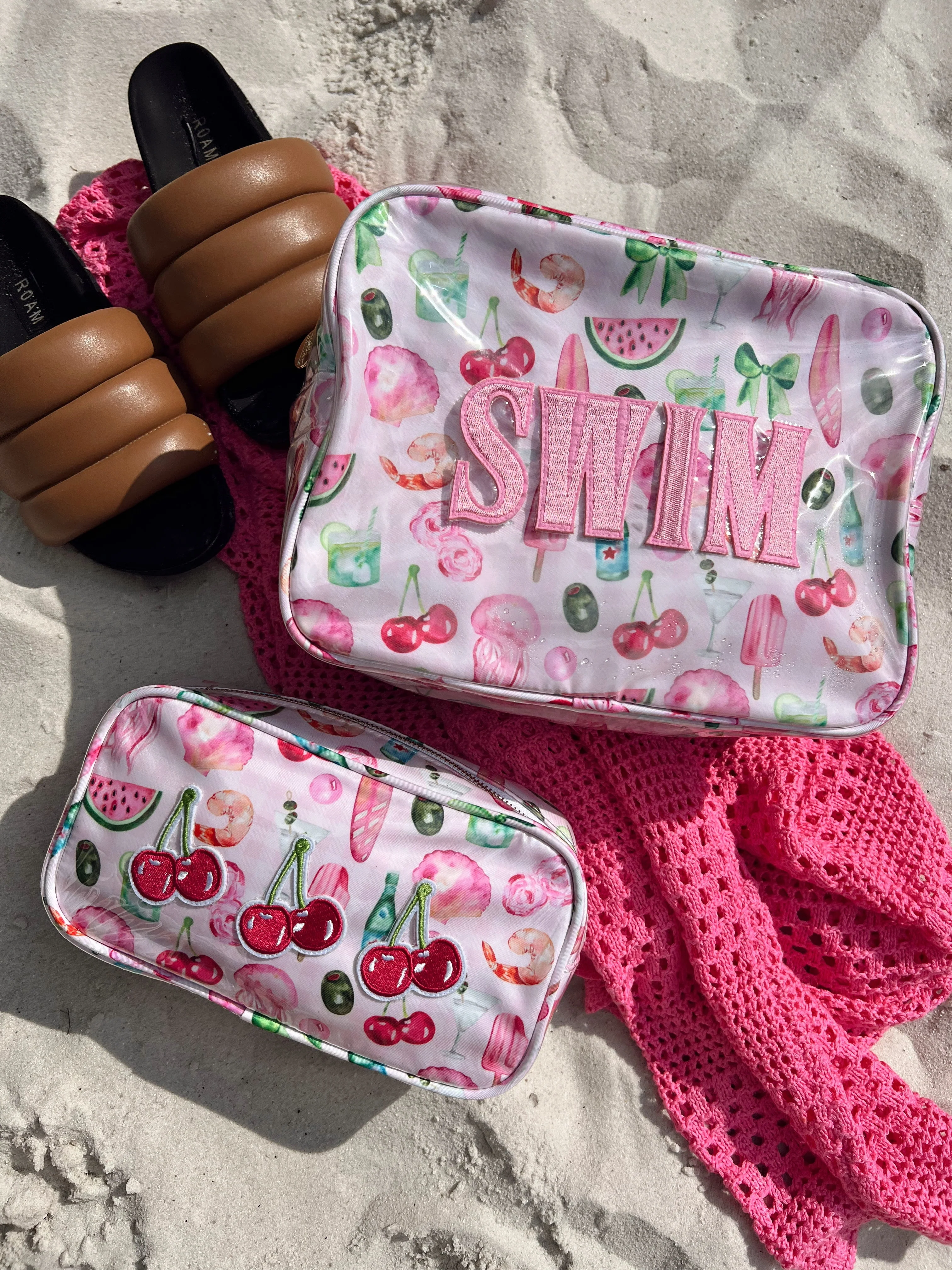 KenzKustomz Pink Summer Spritz Clear Coat Large Bag - Cherries - Image 4