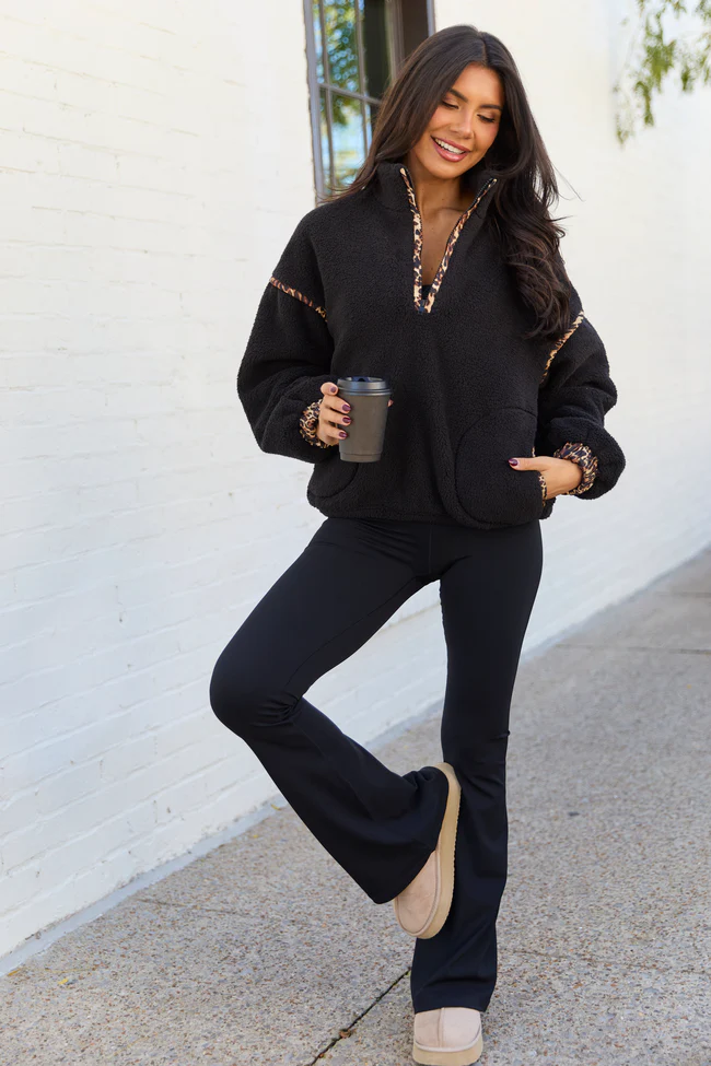 Active State Black Flare Bow Leggings - Image 3