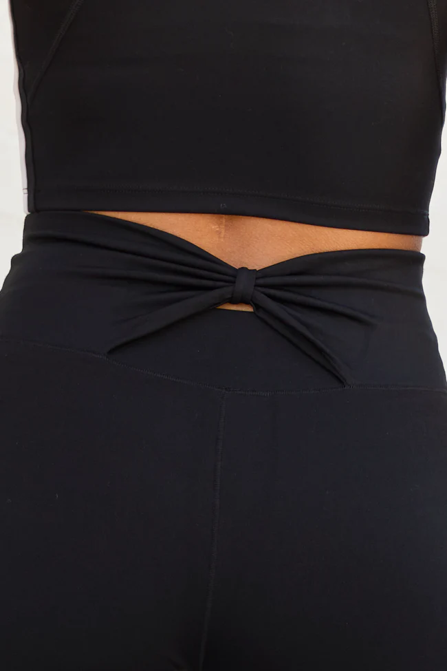 Active State Black Flare Bow Leggings - Image 6