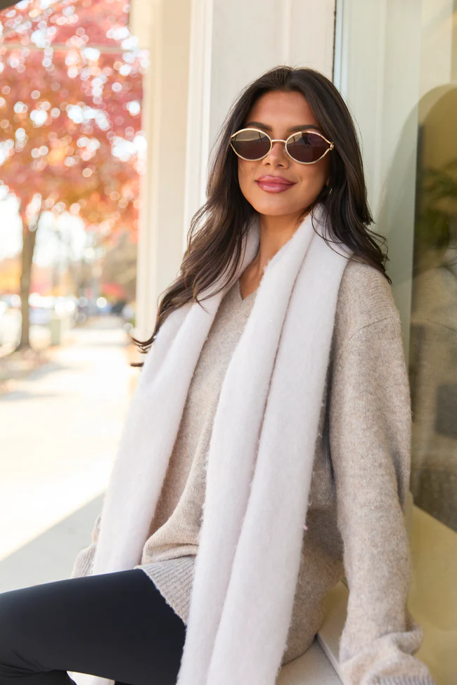 Adalyn Tan Oversized V-Neck Sweater FINAL SALE - Image 2