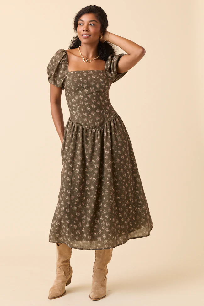 Aimee Brown Floral Drop Waist Maxi Dress FINAL SALE