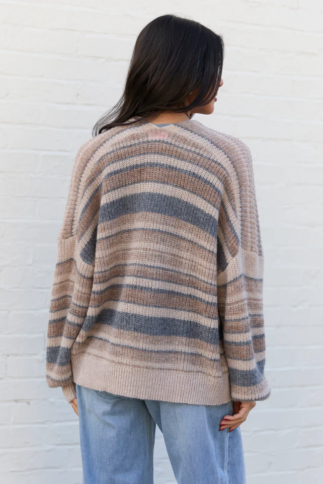 Alix Neutral Striped Open Cardigan SALE - Image 4