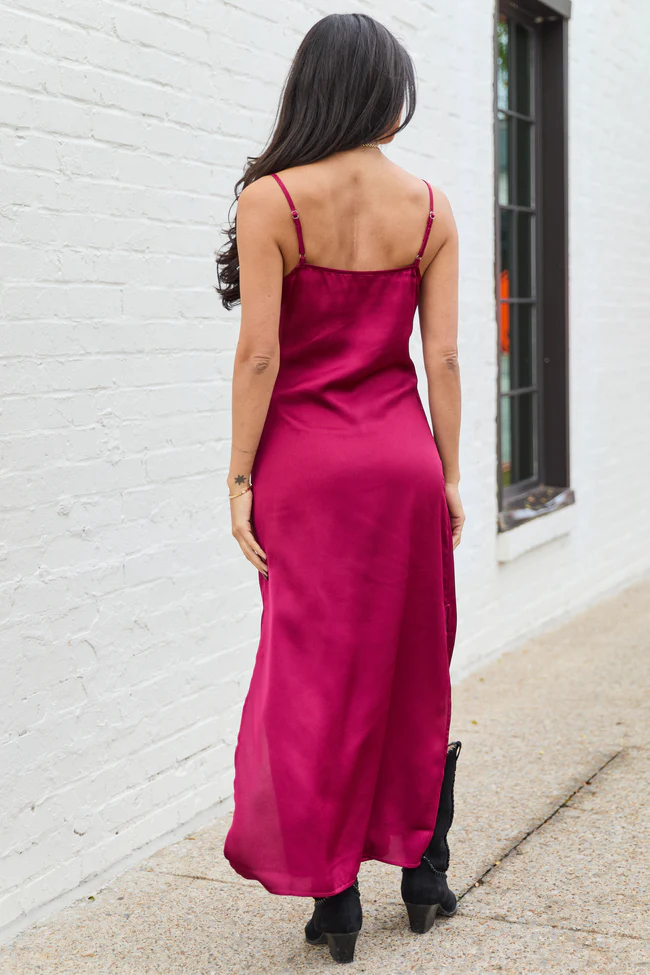 Allie Burgundy Slip Dress FINAL SALE - Image 4