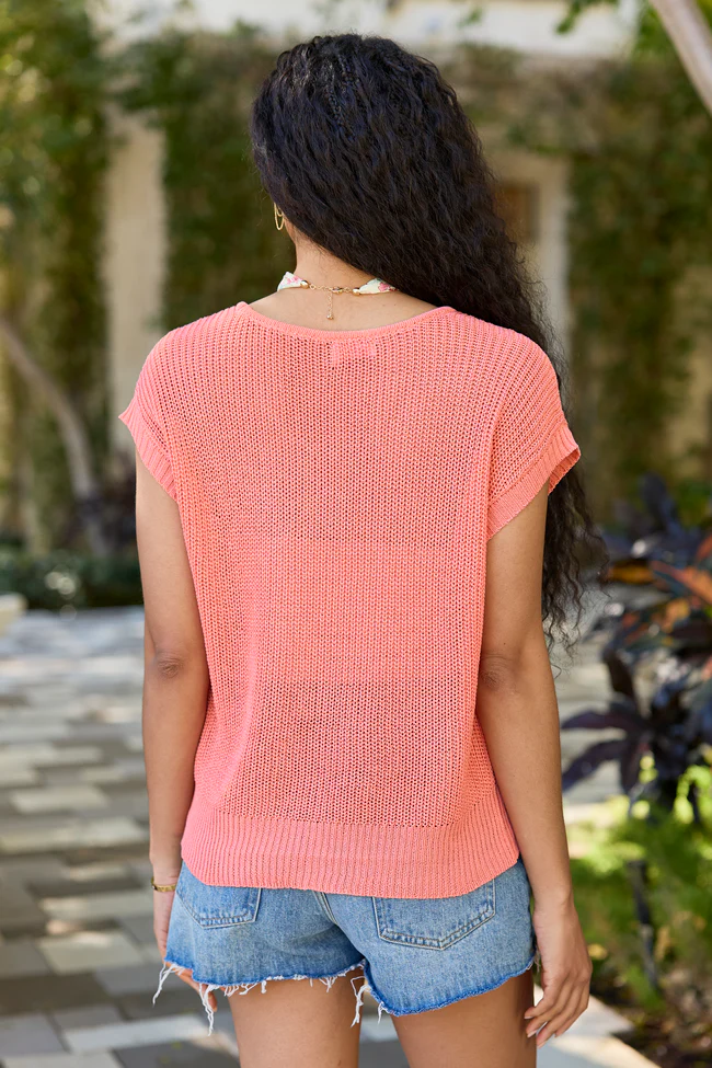 Amber Coral Short Sleeve Scoop Neck Sweater - Image 5