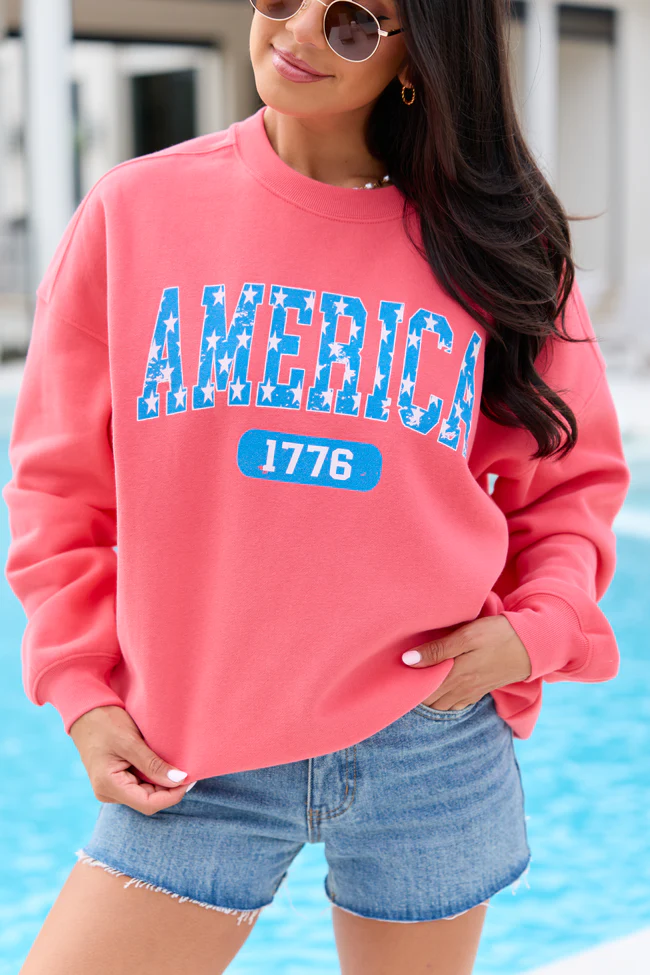 America Star 1776 Light Red Graphic Sweatshirt - Image 2