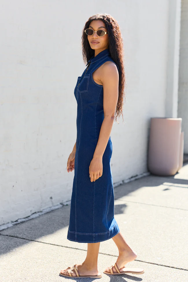 Amira Denim Midi Dress - Image 3