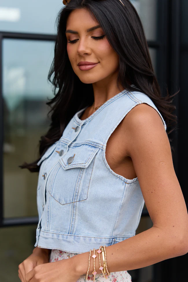 Anna Light Wash Denim Vest - Image 4