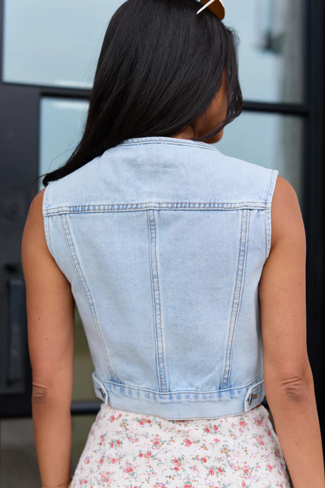 Anna Light Wash Denim Vest - Image 5