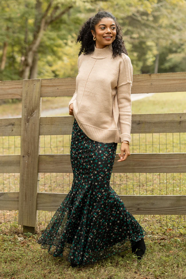 Anna Marie Black Multi Floral Knit Maxi Skirt FINAL SALE - Image 2
