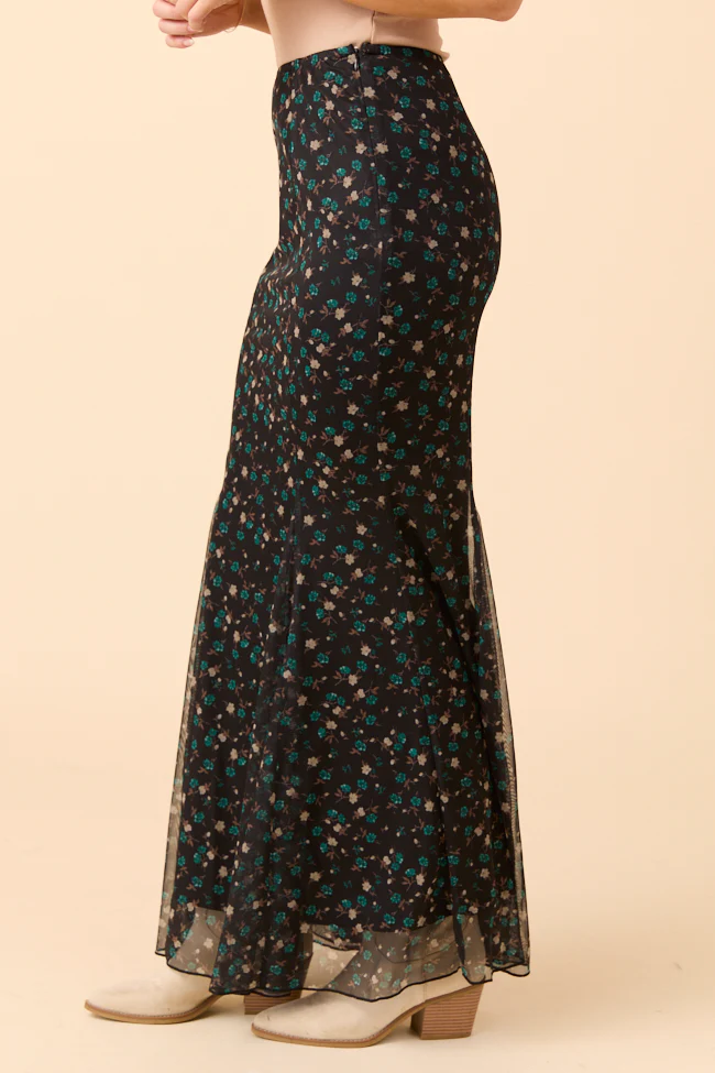 Anna Marie Black Multi Floral Knit Maxi Skirt FINAL SALE - Image 5