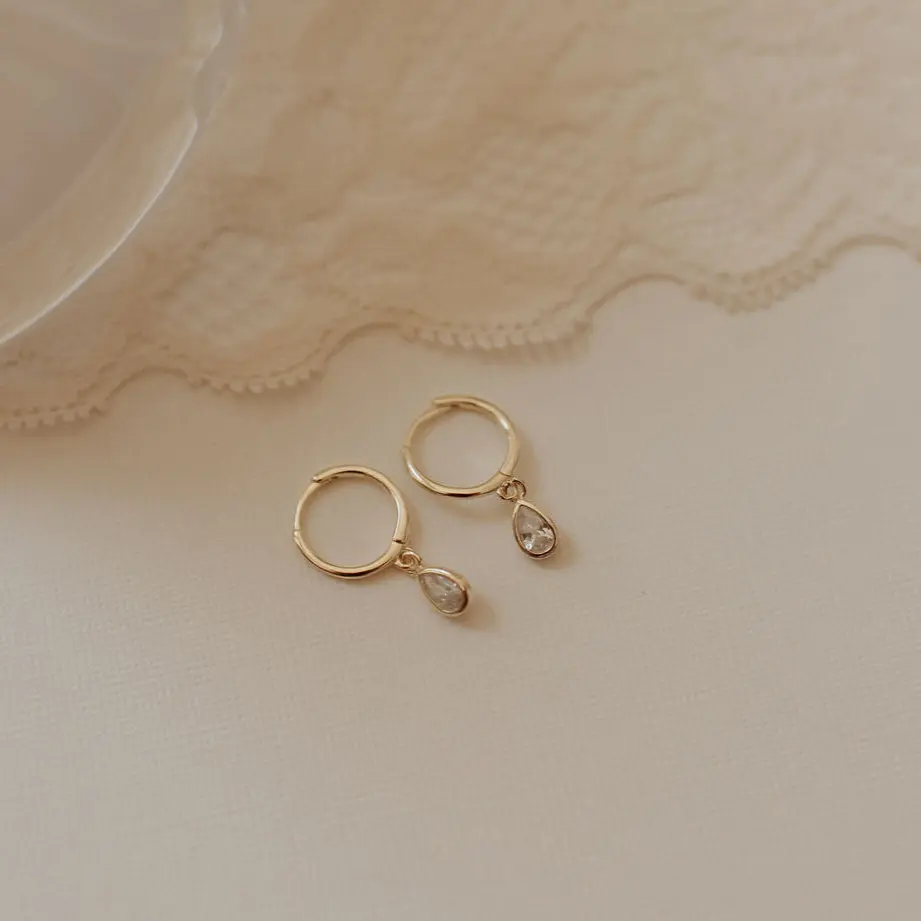 April Raindrop Dangle Hoop Earrings
