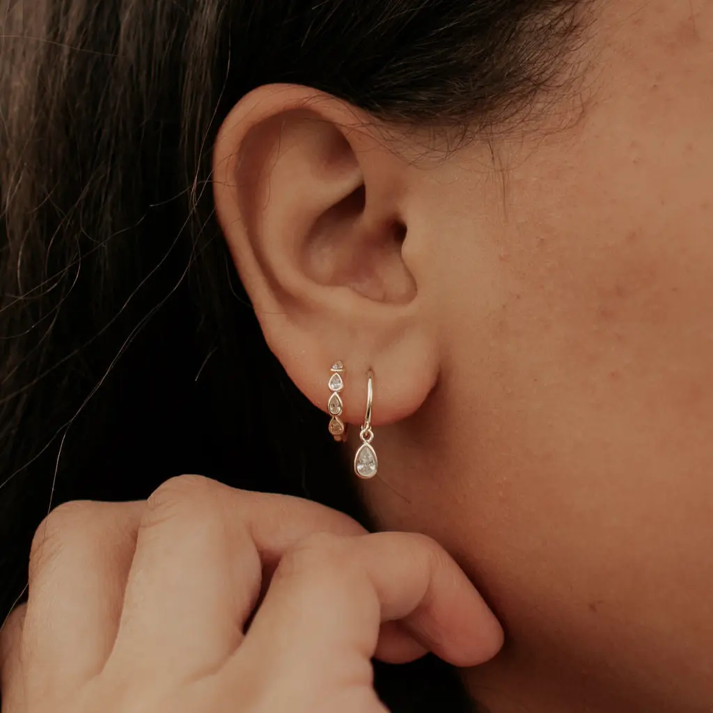 April Raindrop Dangle Hoop Earrings - Image 2