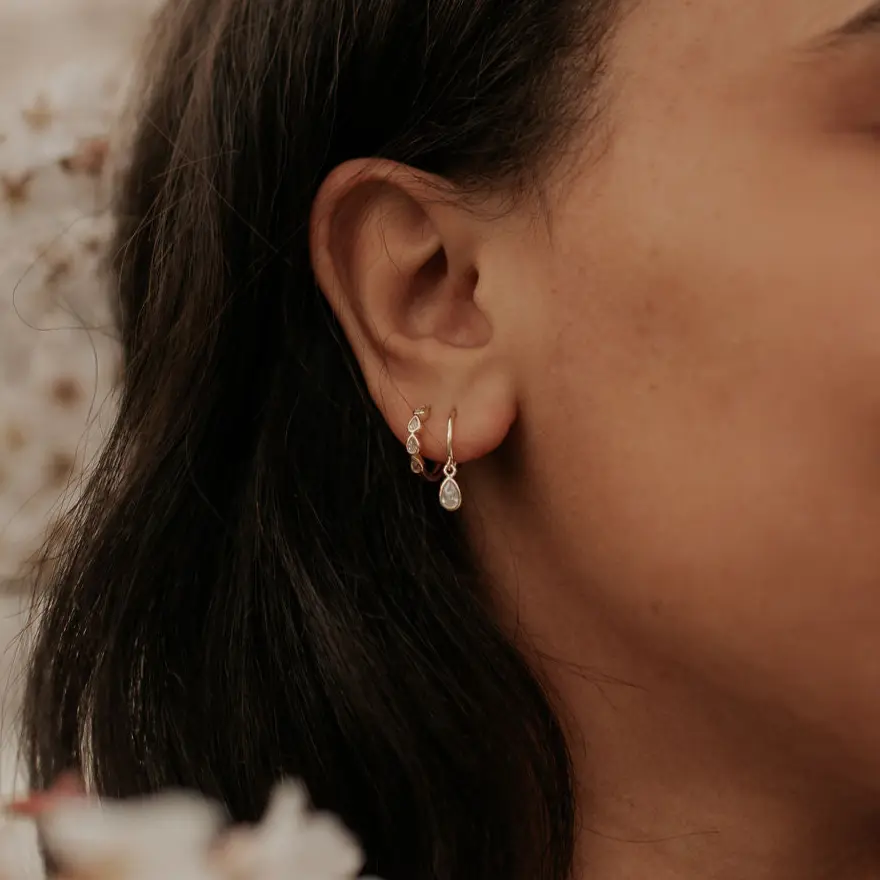 April Raindrop Dangle Hoop Earrings - Image 6