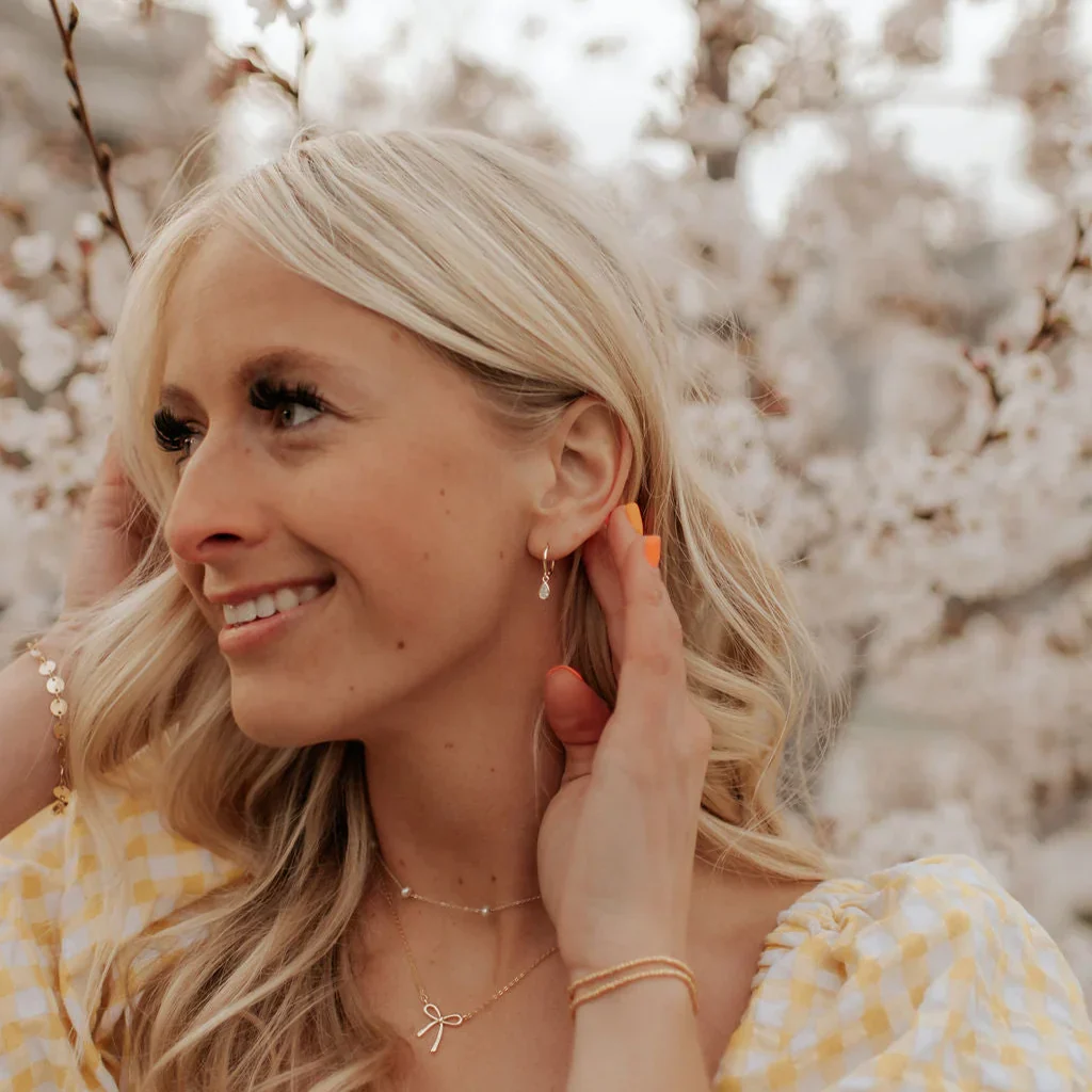 April Raindrop Dangle Hoop Earrings - Image 7