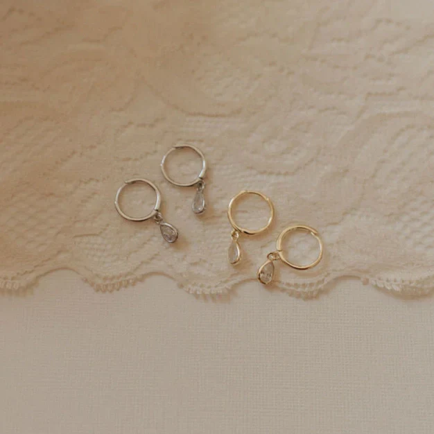 April Raindrop Dangle Hoop Earrings - Image 8