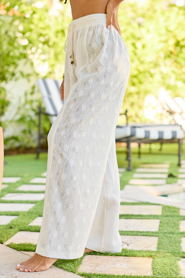 Ashley Ivory Textured Panel Swim Cover-Up Pants - Image 4