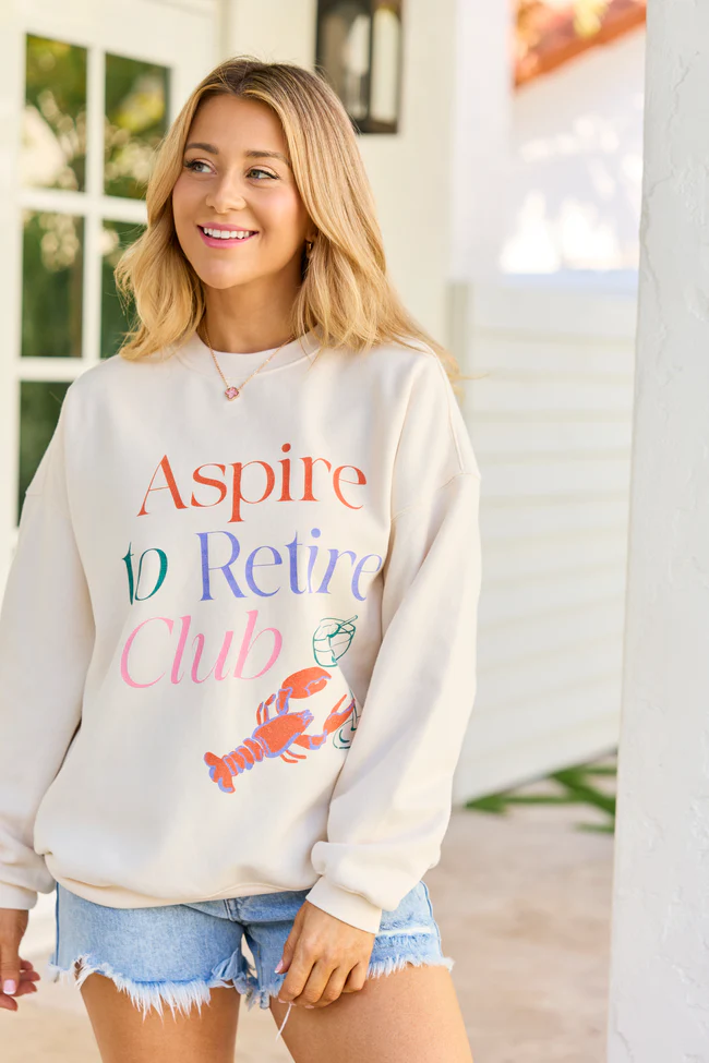 Aspire To Retire Cream Graphic Sweatshirt - Image 4