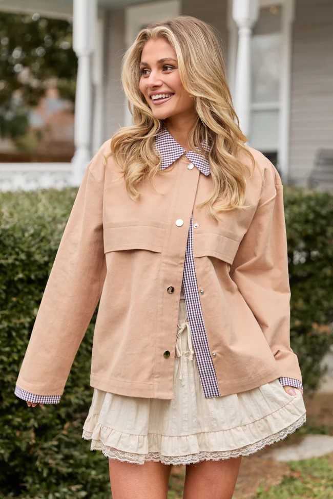 Aubrie Camel Brown Canvas Jacket