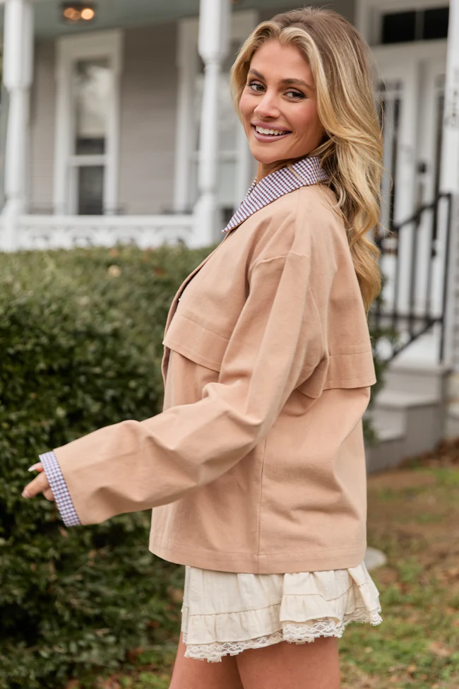 Aubrie Camel Brown Canvas Jacket - Image 4