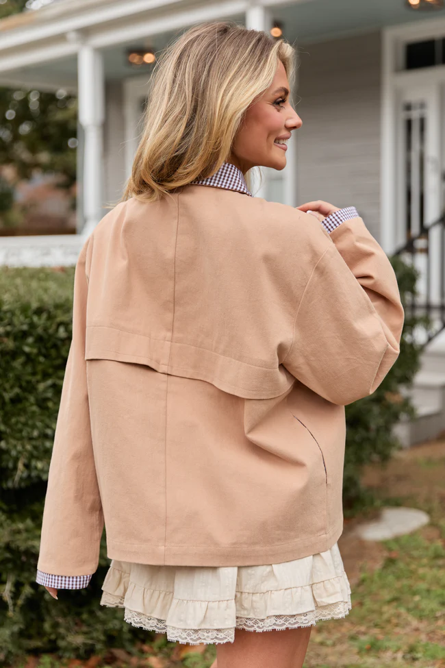 Aubrie Camel Brown Canvas Jacket - Image 5