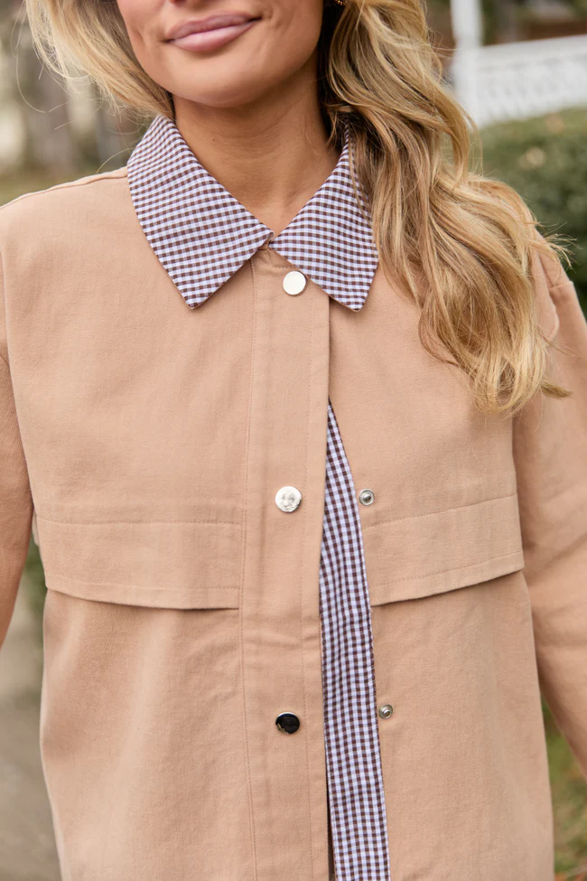 Aubrie Camel Brown Canvas Jacket - Image 6