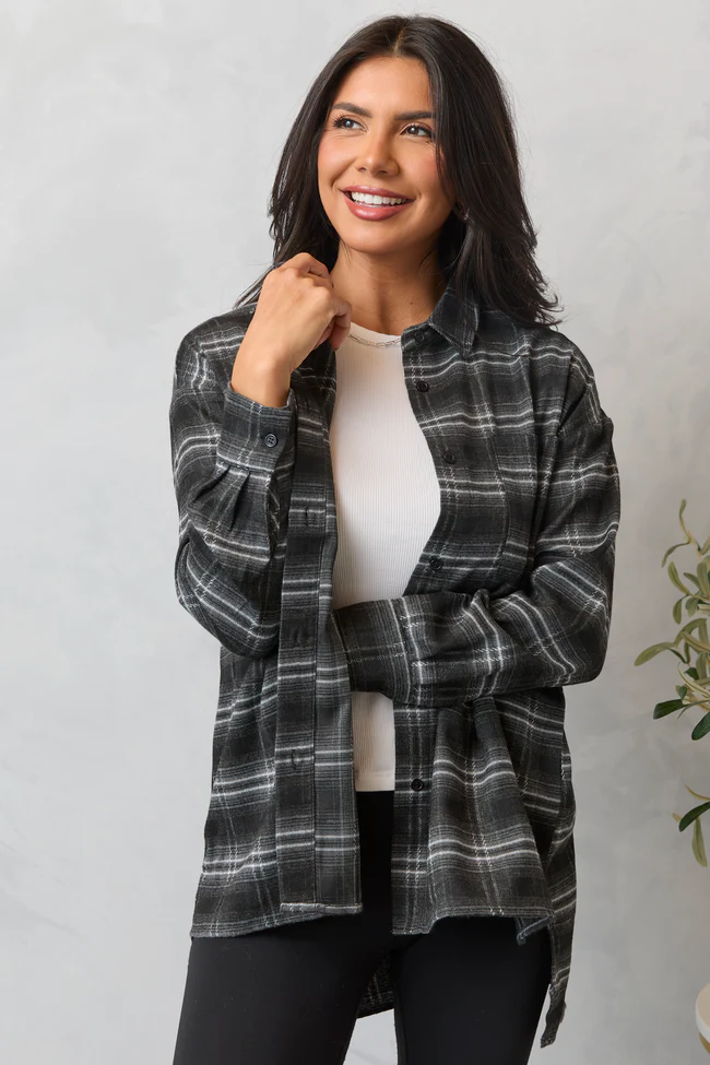 Autumn Black Plaid Flannel Top FINAL SALE