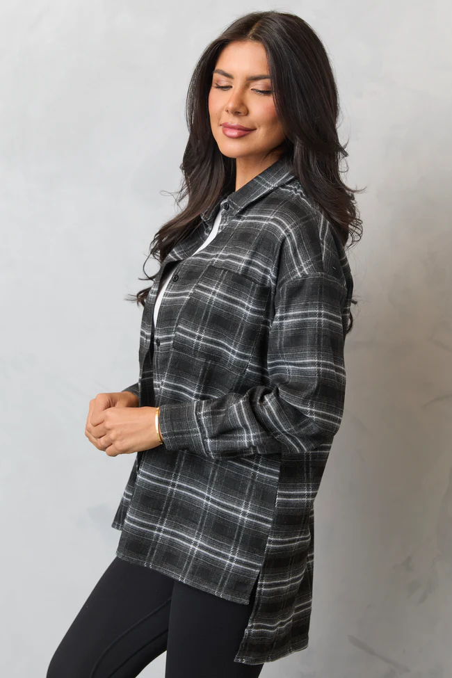 Autumn Black Plaid Flannel Top FINAL SALE - Image 3