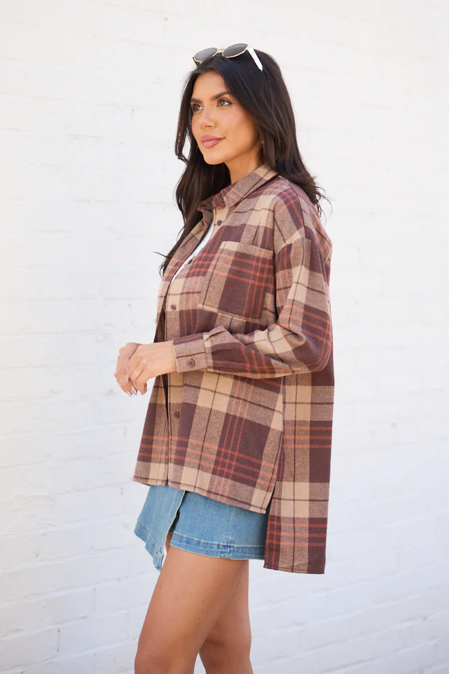 Autumn Brown Plaid Flannel Top FINAL SALE - Image 5