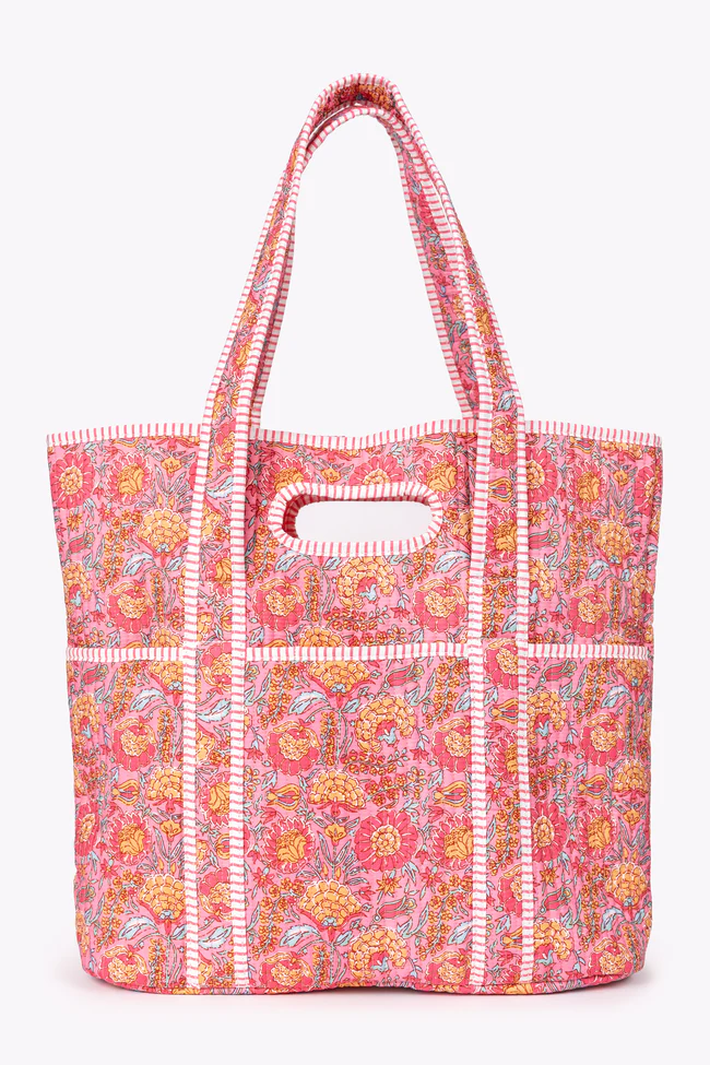 Avery Pink Floral Quilted Tote