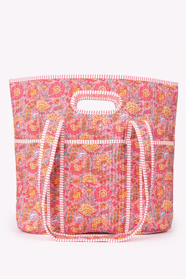 Avery Pink Floral Quilted Tote - Image 2