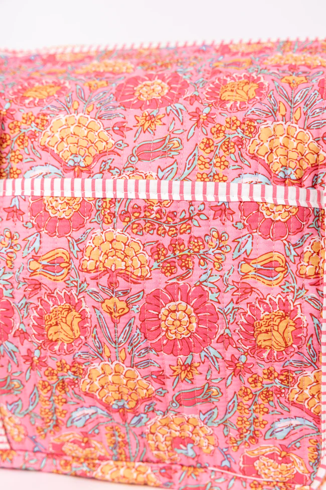 Avery Pink Floral Quilted Weekender - Image 3