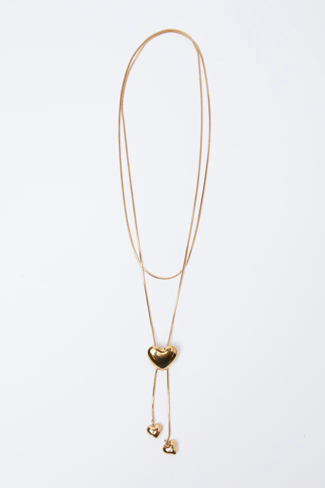 Azariah Gold Heart Lariat Necklace - Image 3