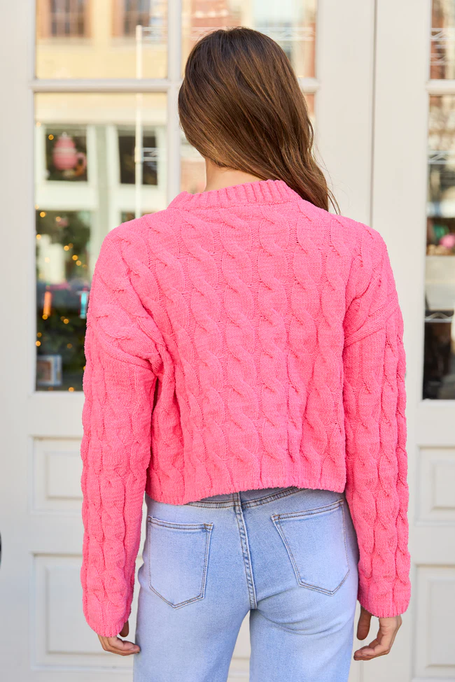 Bailey Coral Cable Cropped Sweater SALE - Image 5