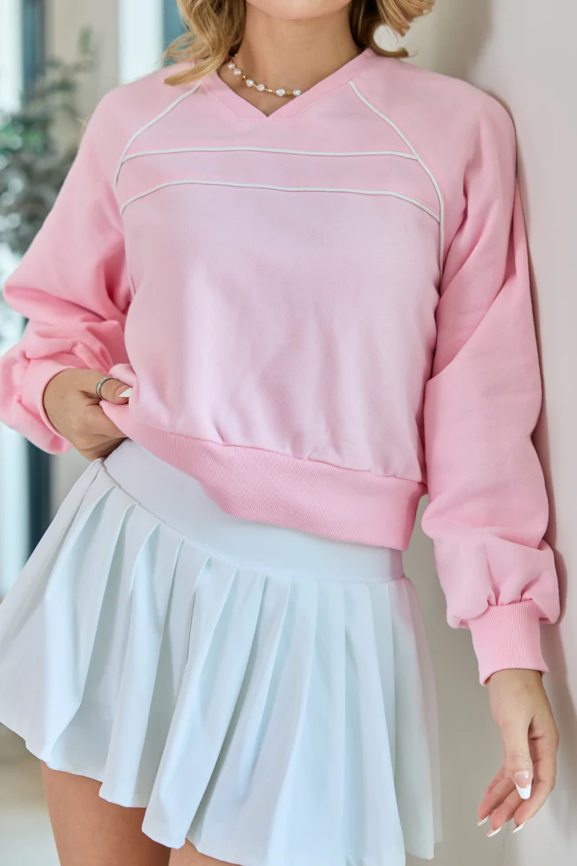 Baseline Pink Piped Lounge Crewneck Sweatshirt - Image 5