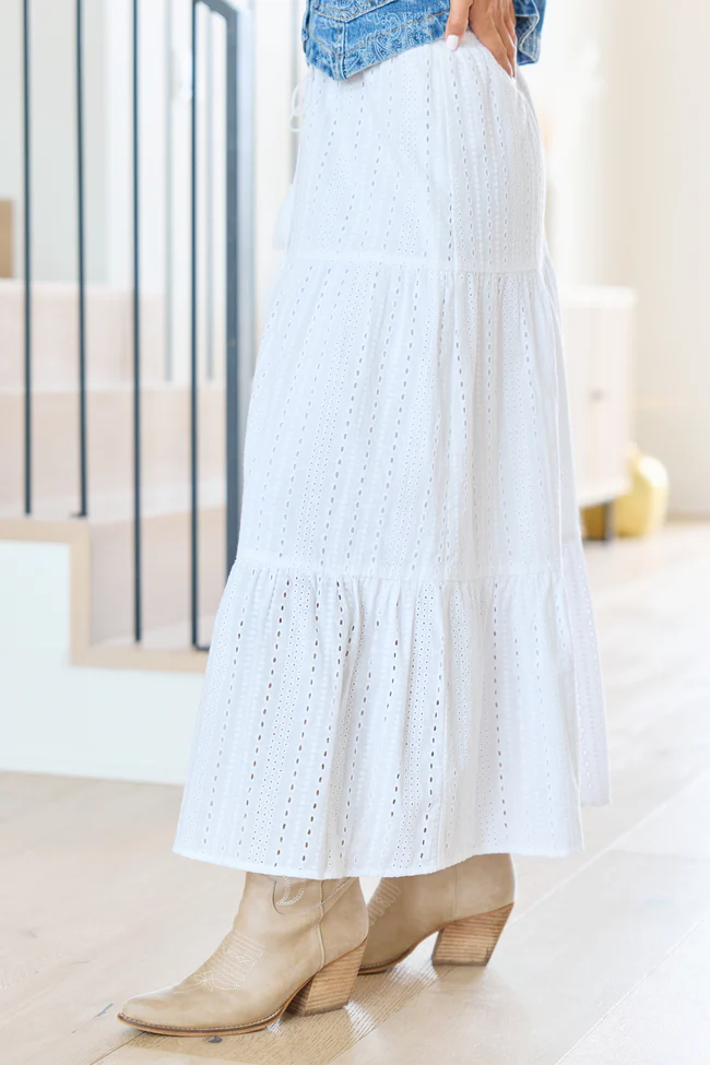Be Yourself White Drawstring Eyelet Skirt - Image 3