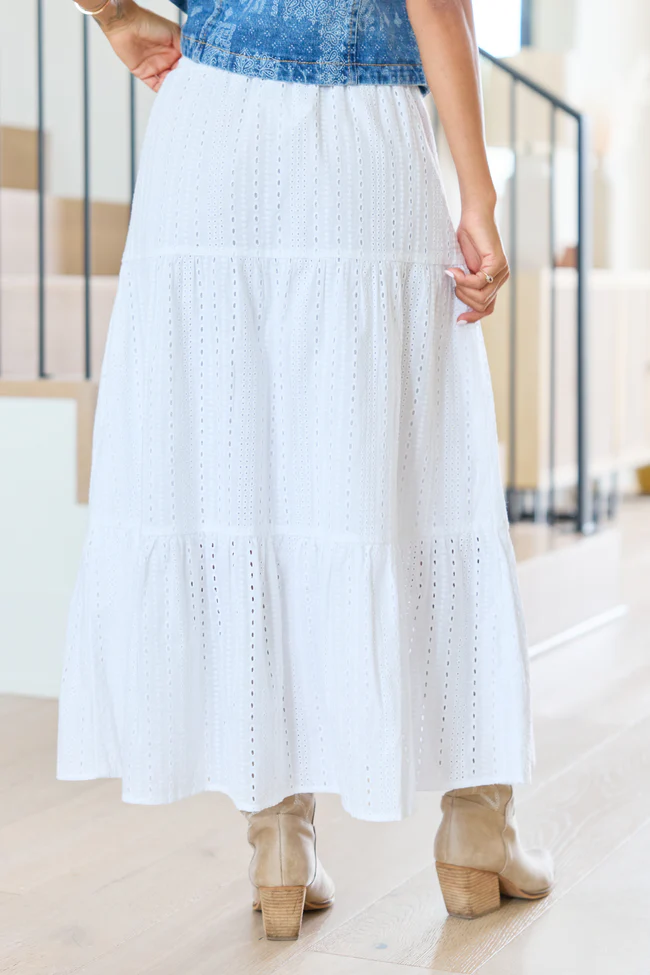 Be Yourself White Drawstring Eyelet Skirt - Image 4