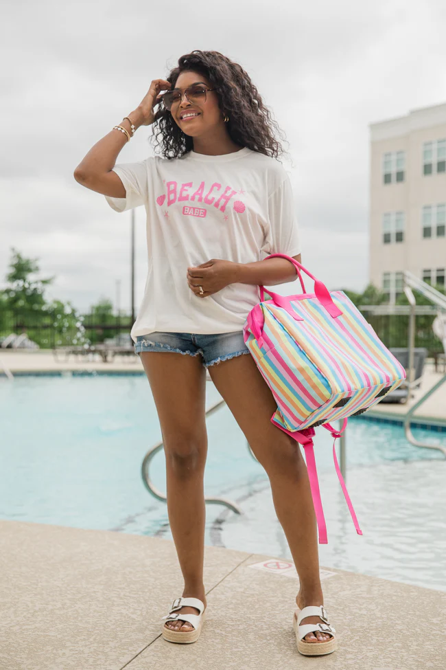 Beach Babe White Graphic Tee - Image 2