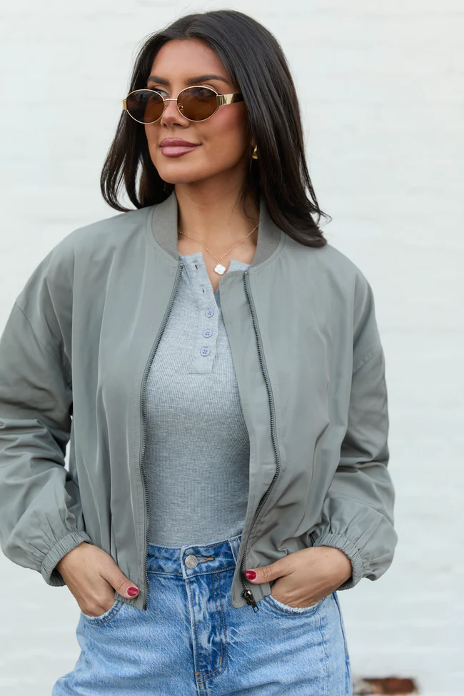 Beau Deep Sage Green Nylon Jacket SALE