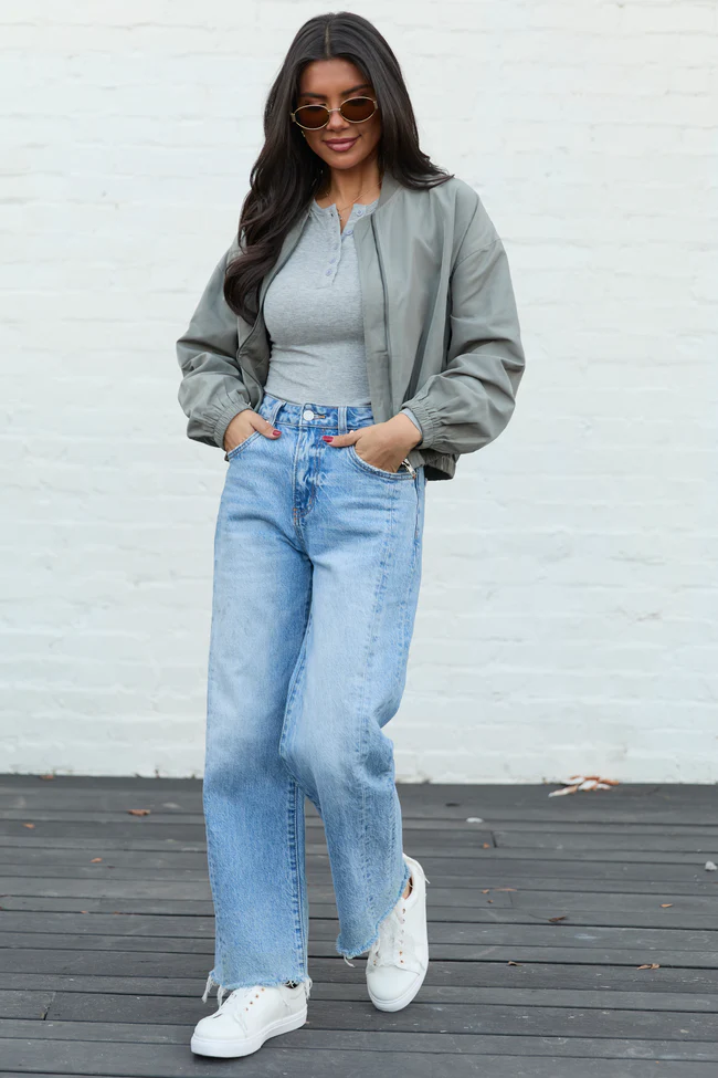 Beau Deep Sage Green Nylon Jacket SALE - Image 2