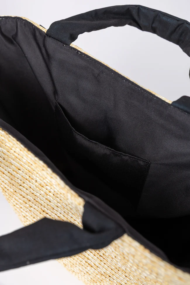 Beckett Black Bow Straw Tote - Image 3