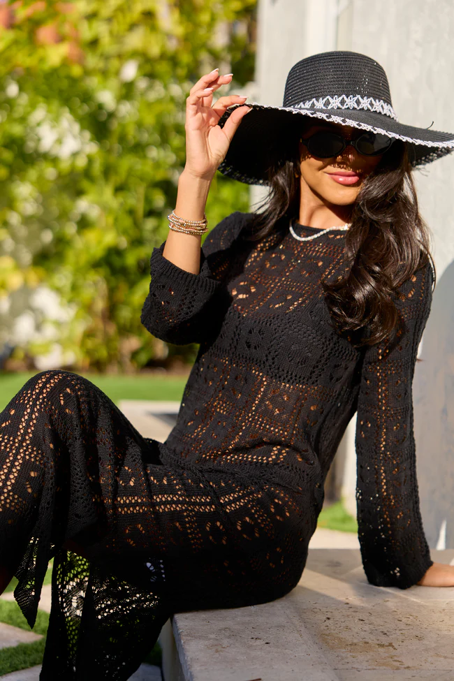 Being Shady Black Open Knit Midi Cover Up - Image 2