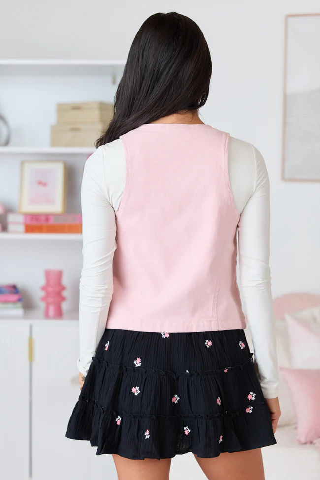Beneath The Moon Pink Stretch Denim Vest - Image 5