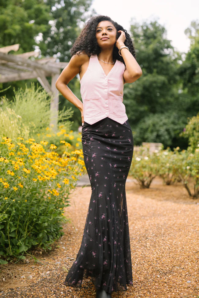 Beneath The Moon Pink Stretch Denim Vest - Image 7