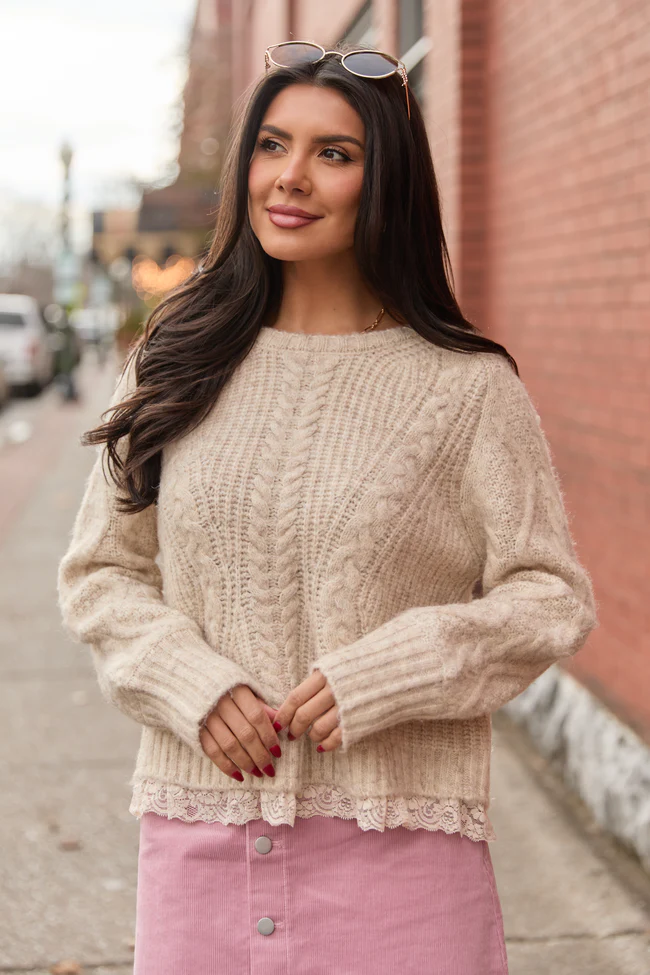 Bennie Ivory Lace Trim Ribbon Cardigan - Image 4