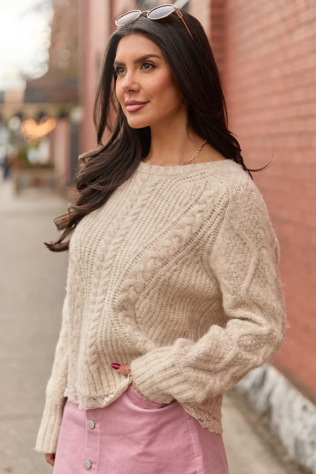 Bennie Ivory Lace Trim Ribbon Cardigan - Image 5