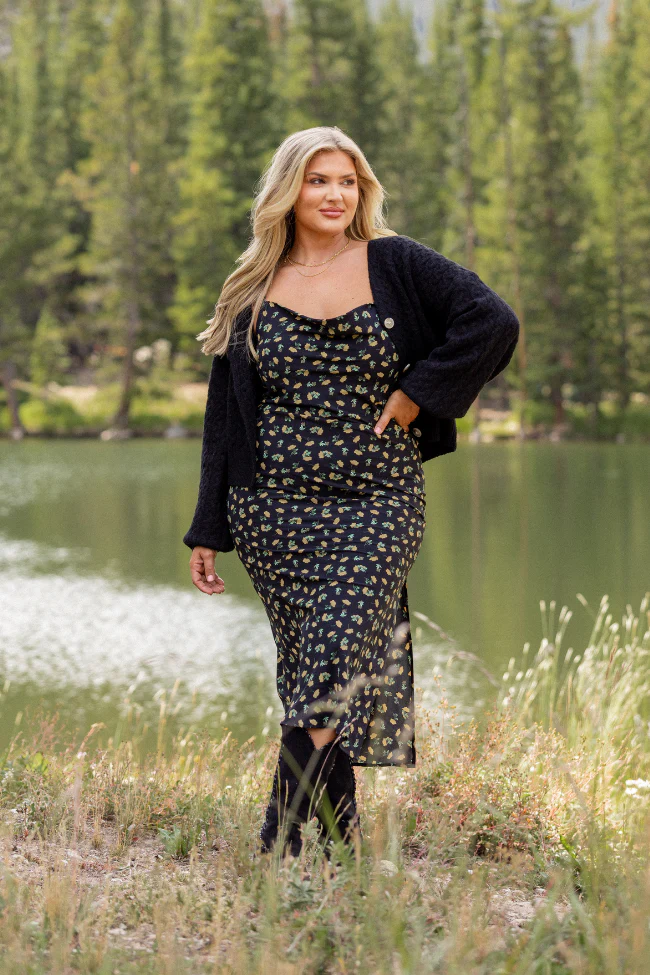 Bianca Black Floral Slip Dress FINAL SALE - Image 2