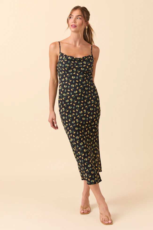 Bianca Black Floral Slip Dress FINAL SALE - Image 3
