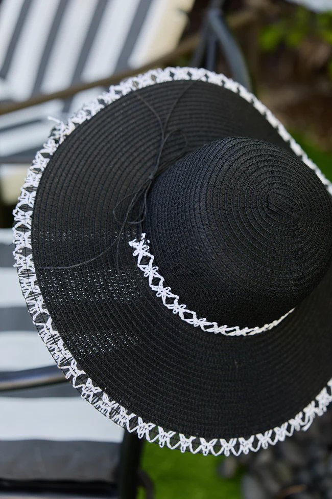 Black Stitch Brim Straw Hat - Image 3