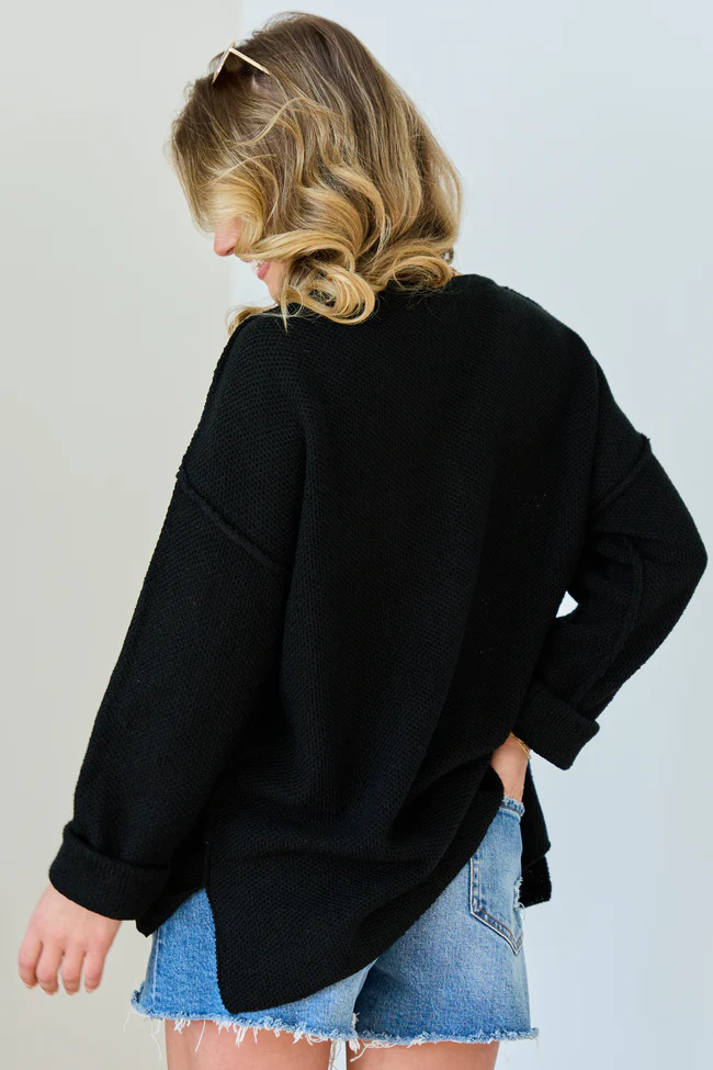 Blaire Black V-Neck Sweater - Image 4